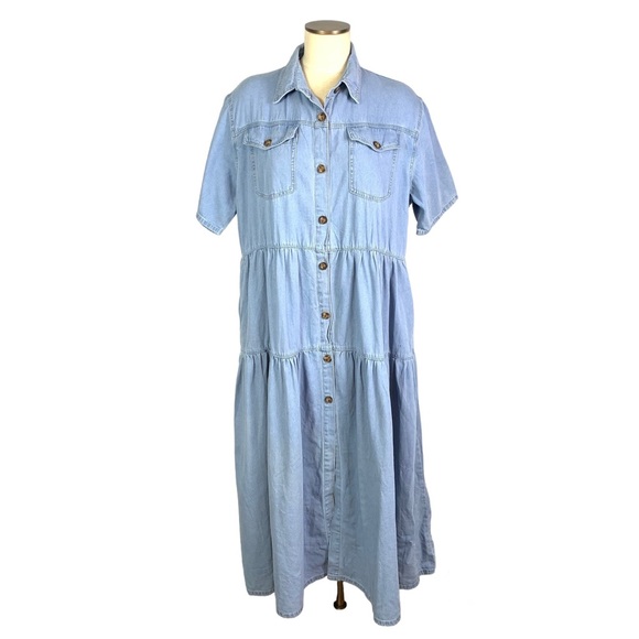 Tendency Dresses & Skirts - NWT Tendency Tiered Denim Jean Dress Button Front Size 3XL